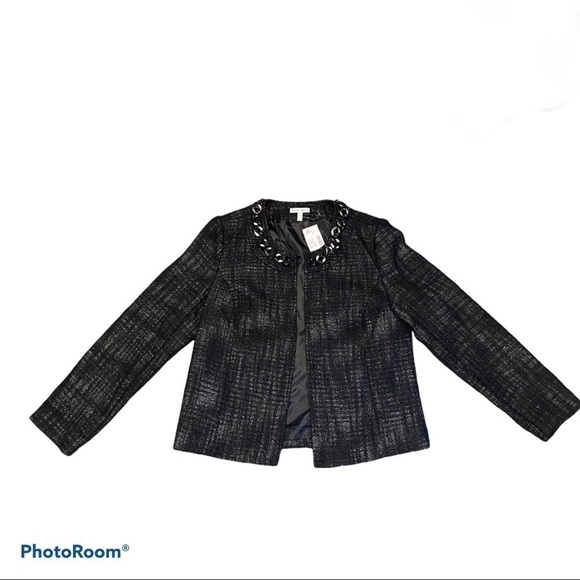 Fashion Bug Black Woven Chain Detail Jacket Coat 8 NWT - Picture 1 of 7